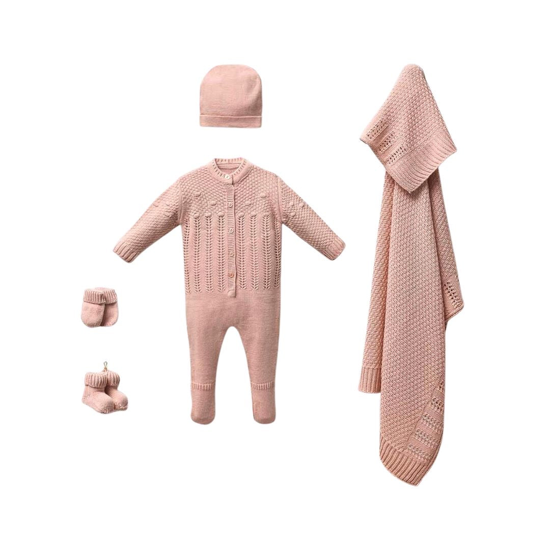 Dusty Pink Knitted 5pc Set 0-3 Months