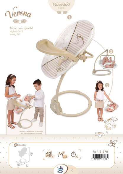 VERONA HIGHCHAIR & SWING FOR DOLLS & REBORNS