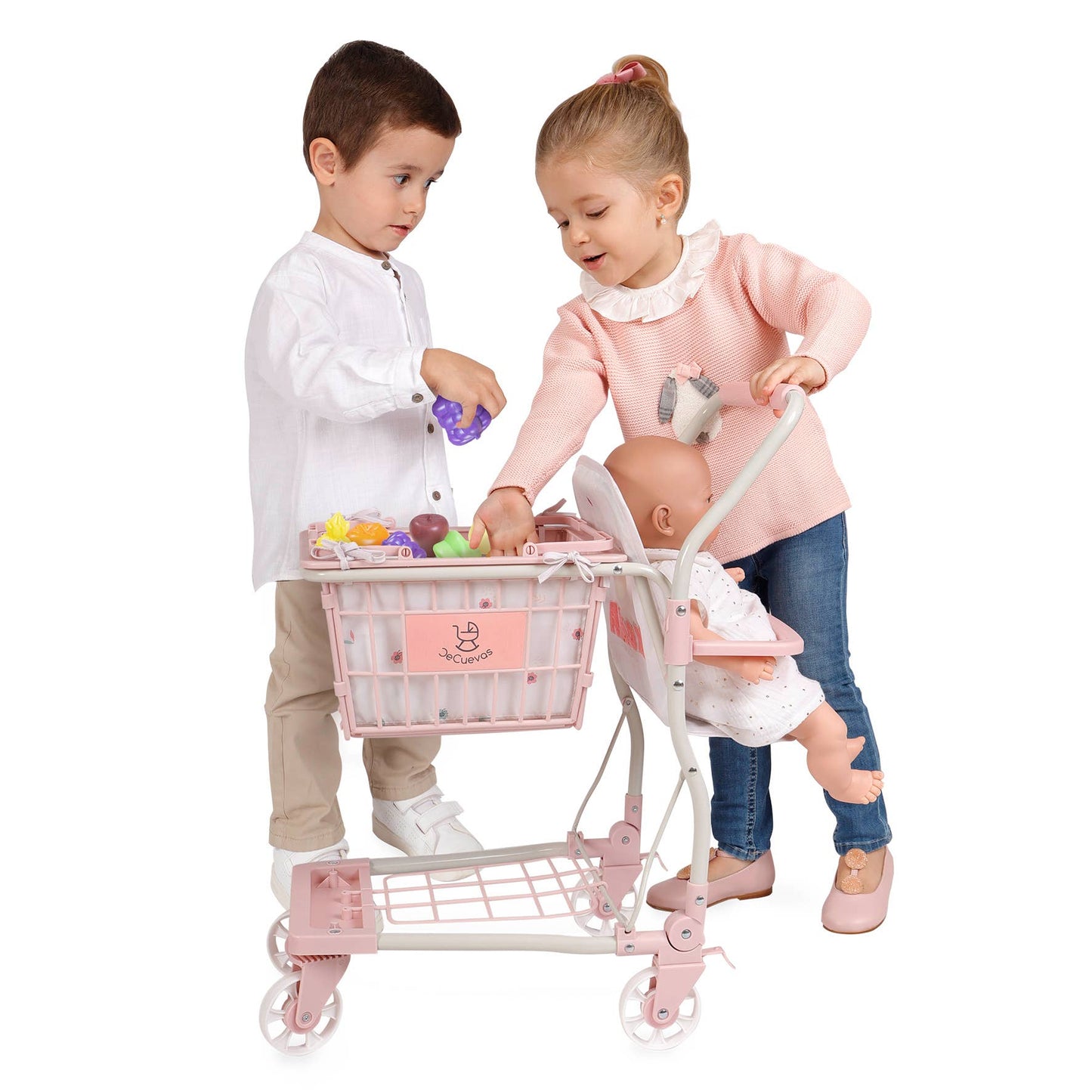 Supermarket trolley with baby carrier