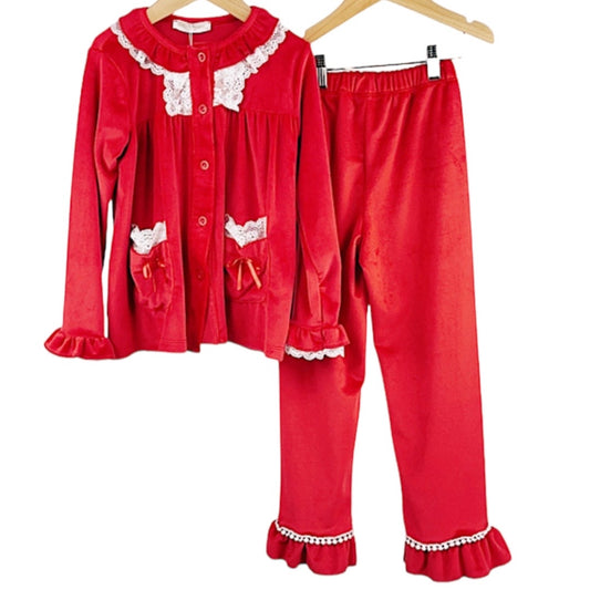 Red & White lace Christmas Pyjama