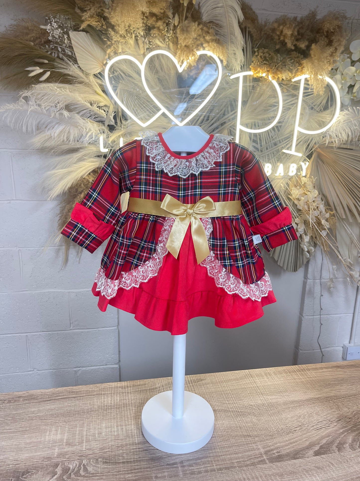 Christmas navy and red frilled dress