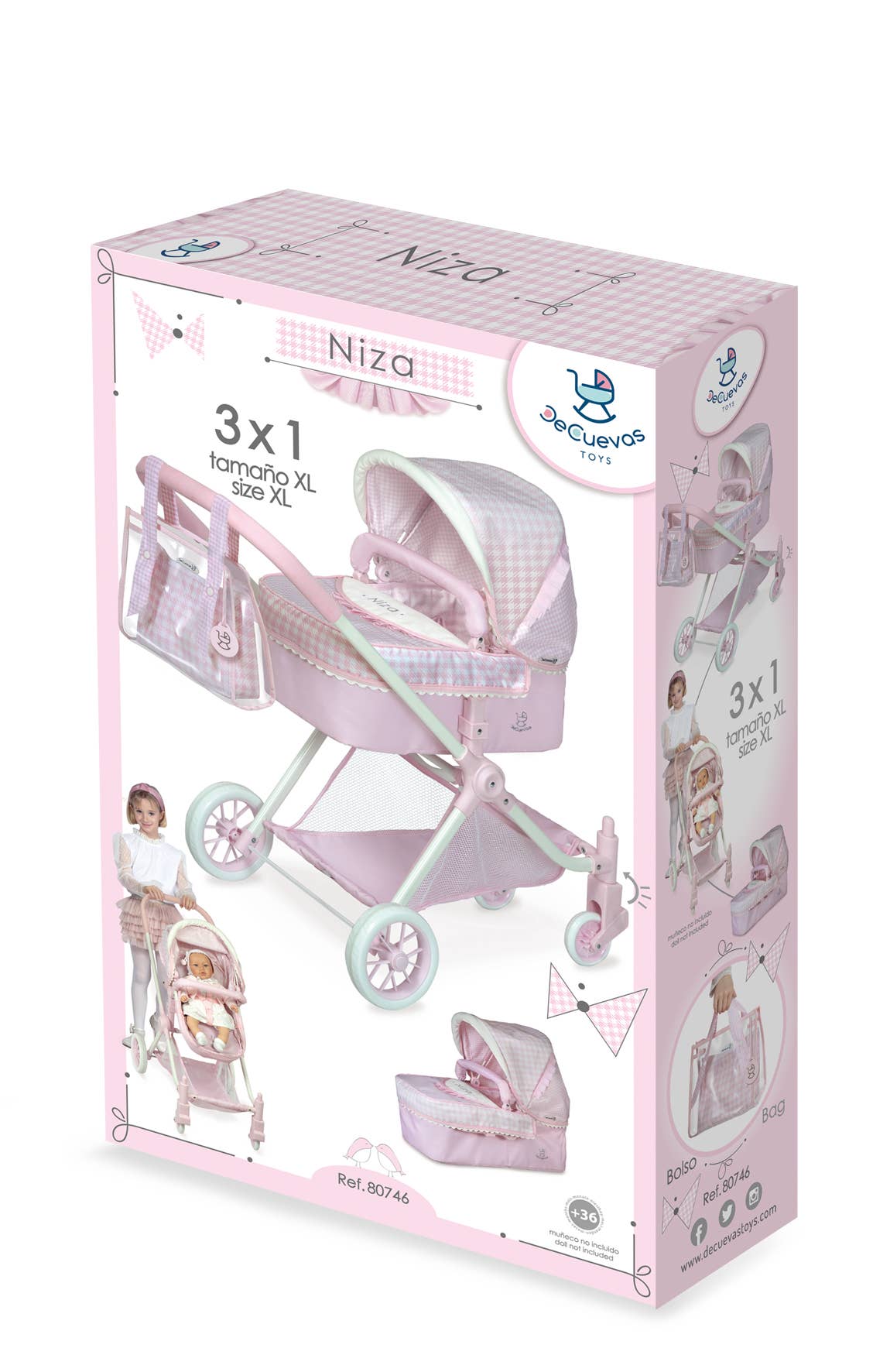 Niza Convertible 3x1 Doll's Pram XL
(Up to age 9 years recommend)