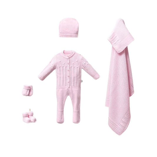 Pink Knitted 5pc Set 0-3 Months