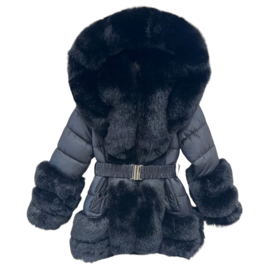 Winter Black Bubble & Faux Fur Coat