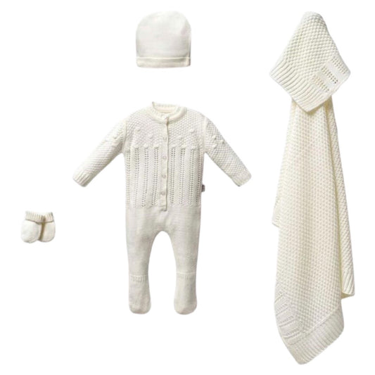 Cream Knitted 4pc Set 0-3 Months