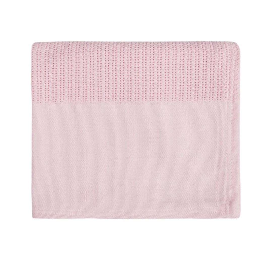 BABY LUXURY HEAVY KNIT CELLULAR PANEL BLANKET-PINK