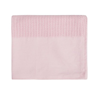 BABY LUXURY HEAVY KNIT CELLULAR PANEL BLANKET-PINK