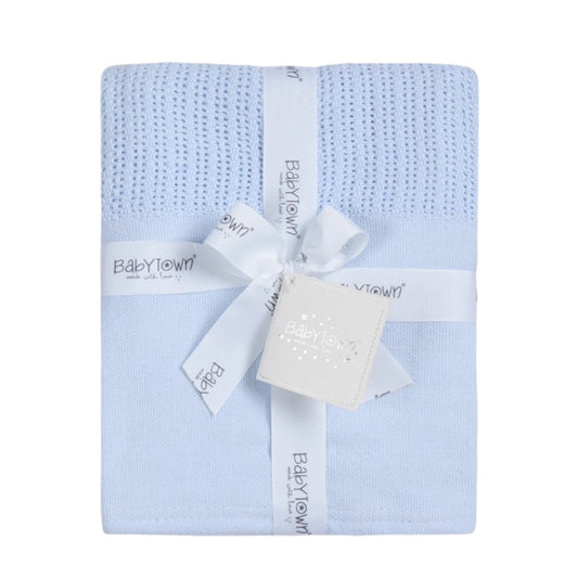 BABY LUXURY HEAVY KNIT CELLULAR PANEL BLANKET-Blue