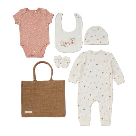 BABY GIRLS ORGANIC COTTON 6 PIECE GIFT SET