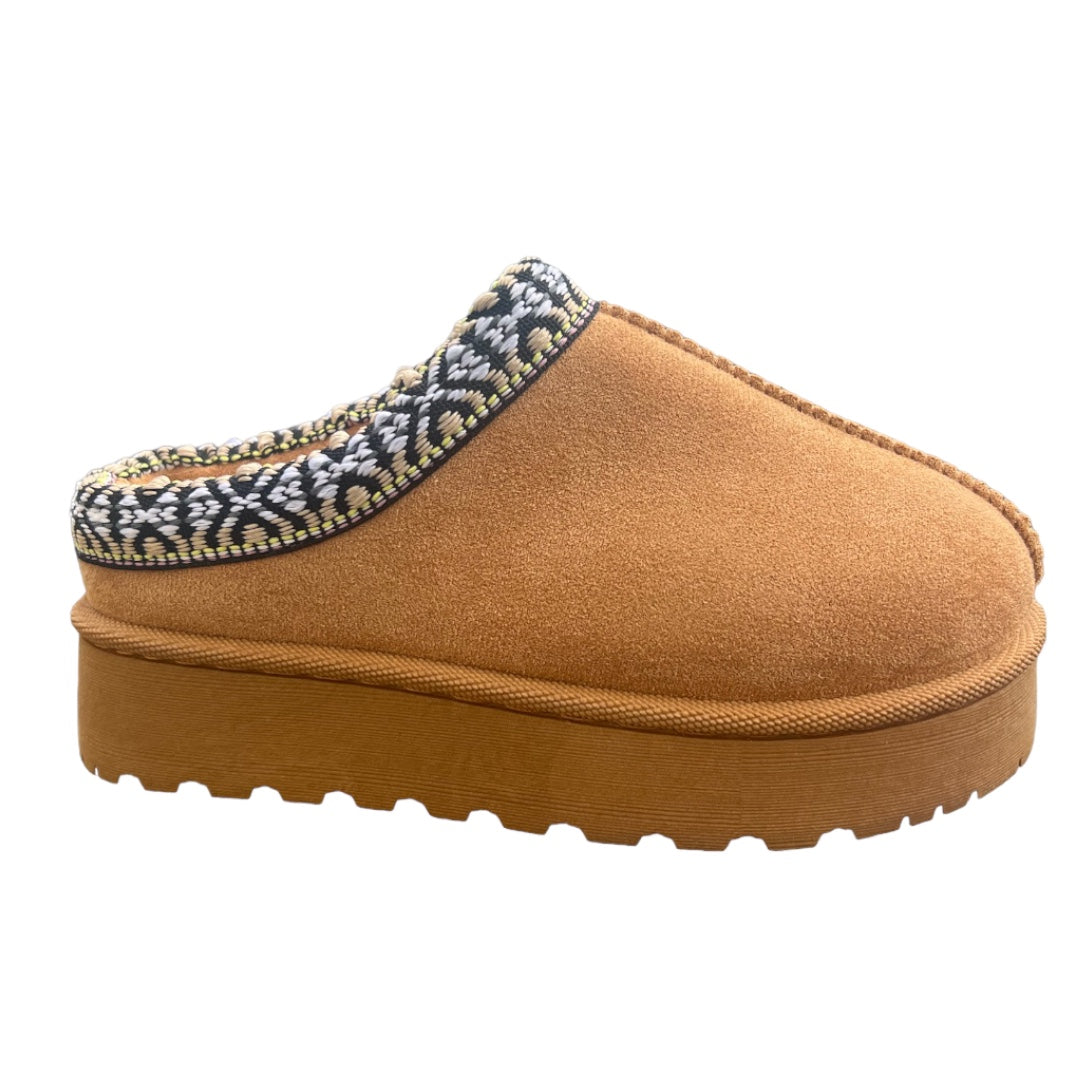 Brown Aztec Suede FlatForm Snugs