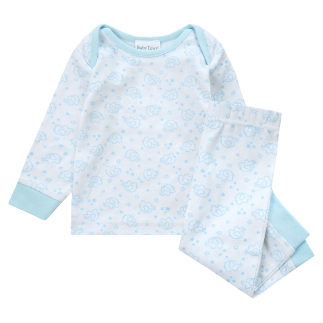 BABY ALL OVER ELEPHANT PRINT PYJAMA- SKY Blue