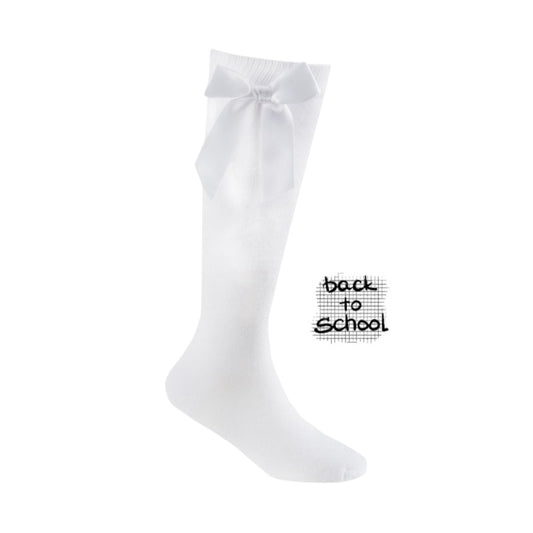 School Girls white Bow knee Socks