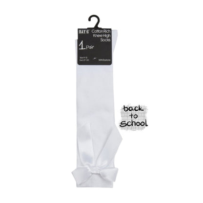 School Girls white Bow knee Socks