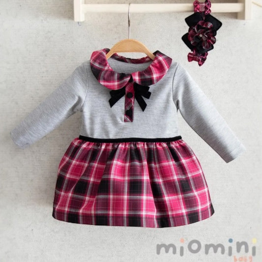 Doll Pink Checkered Dress & Headband