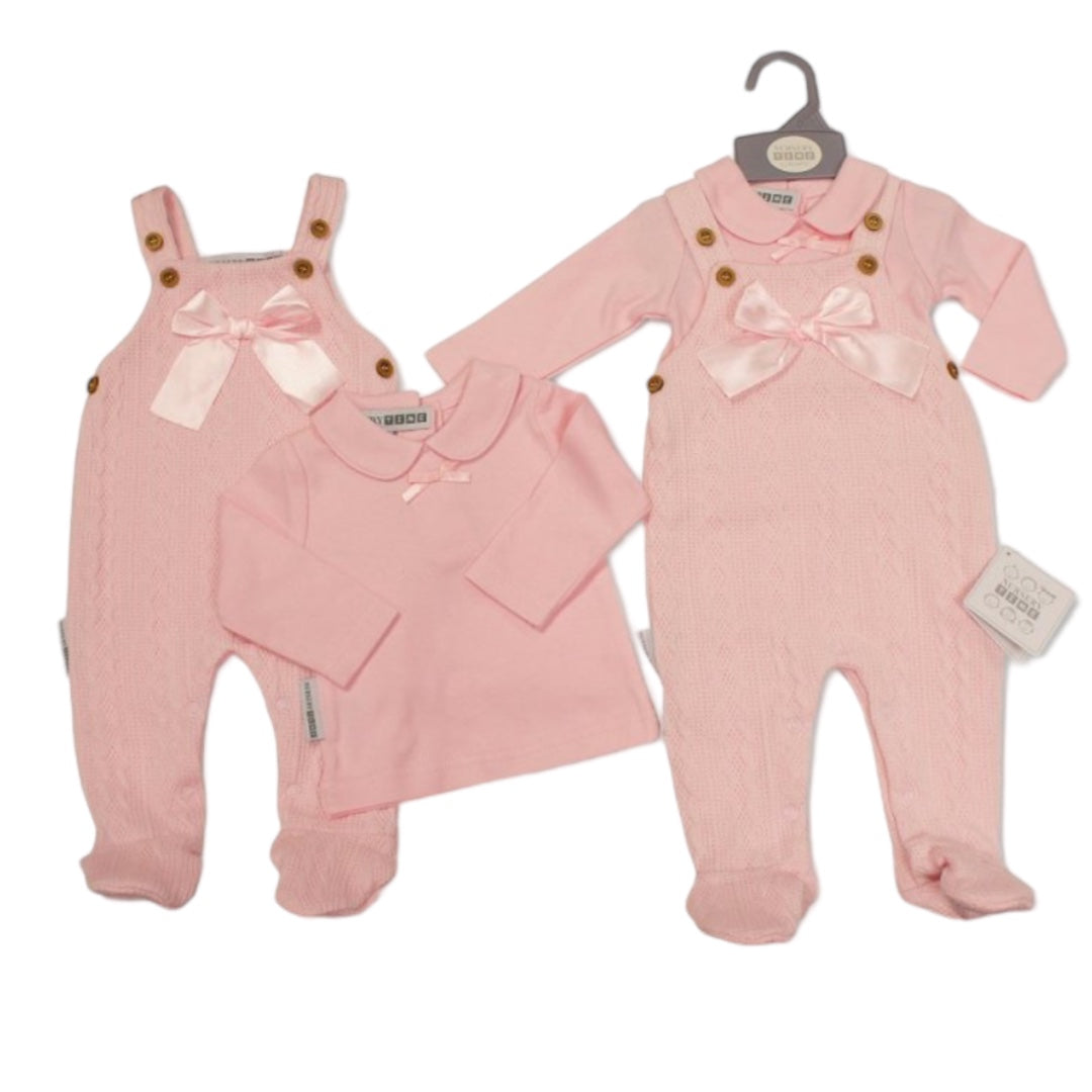 BABY GIRLS TOP & KNITTED DUNGAREE OUTFIT