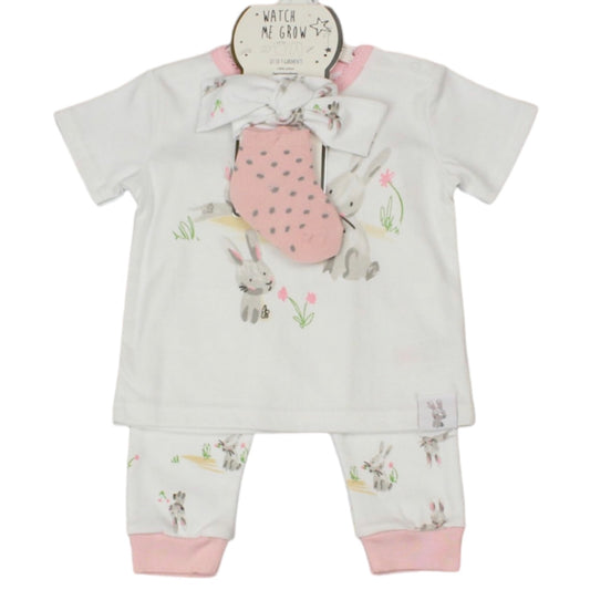 Ivory & Pink Bunny 4PC PJ Set