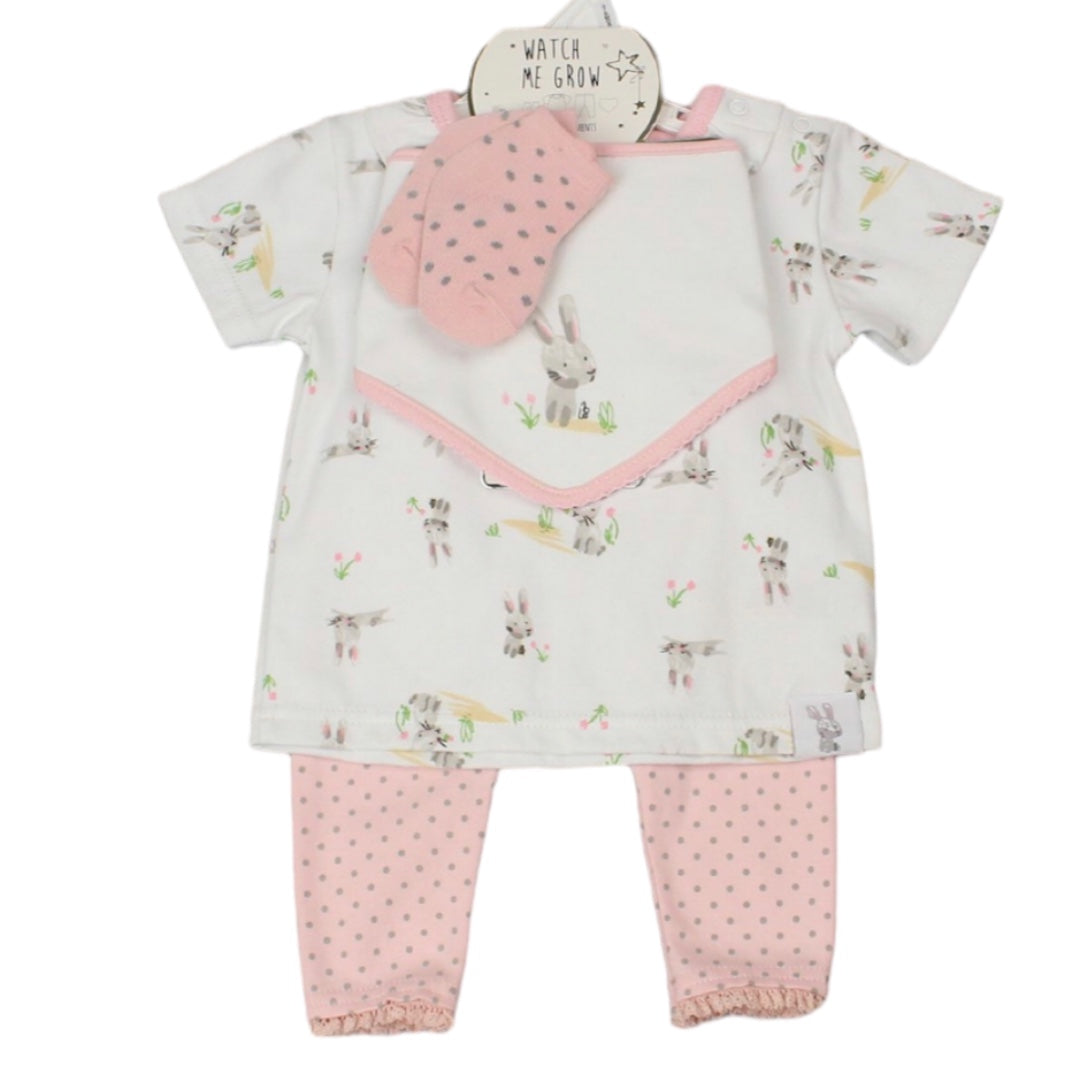 Ivory & B/Pink Bunny 4PC PJ Set