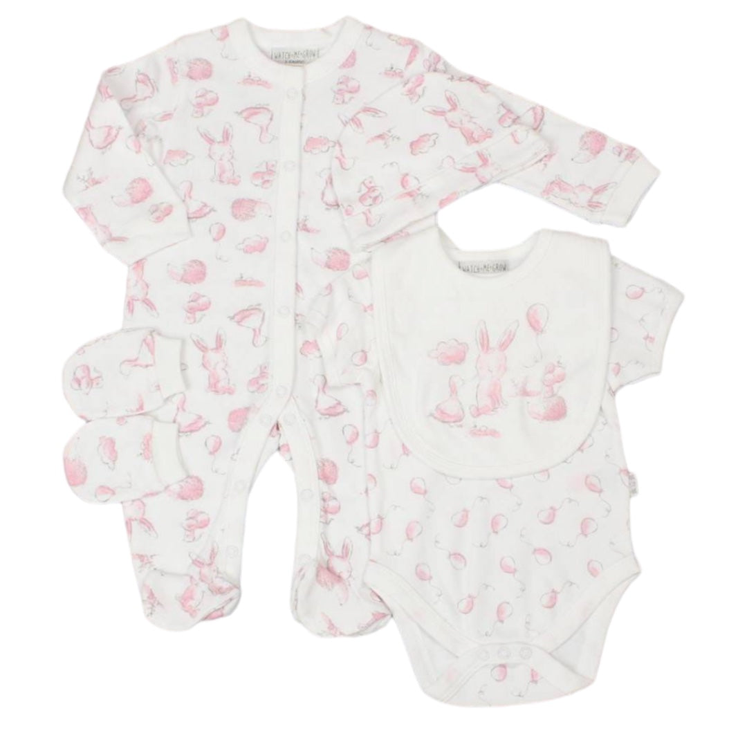 Pink/White Bunny & Friends 7pc Set