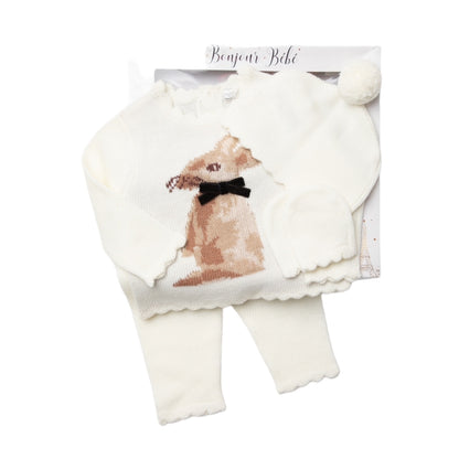 Ivory Bunny Rabbit 4PC Layette Set