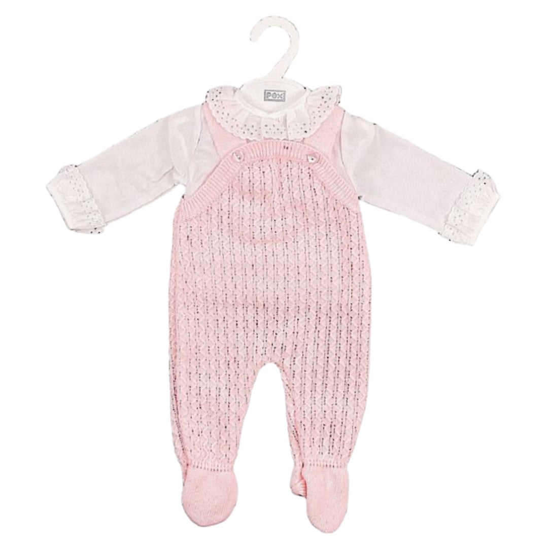 Pink 2PC Perforated Knit Dungaree