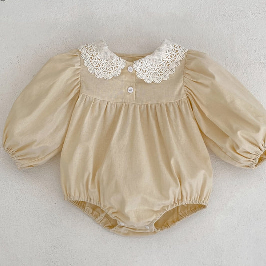 Baby girl Lace Collar Romper (Cream)