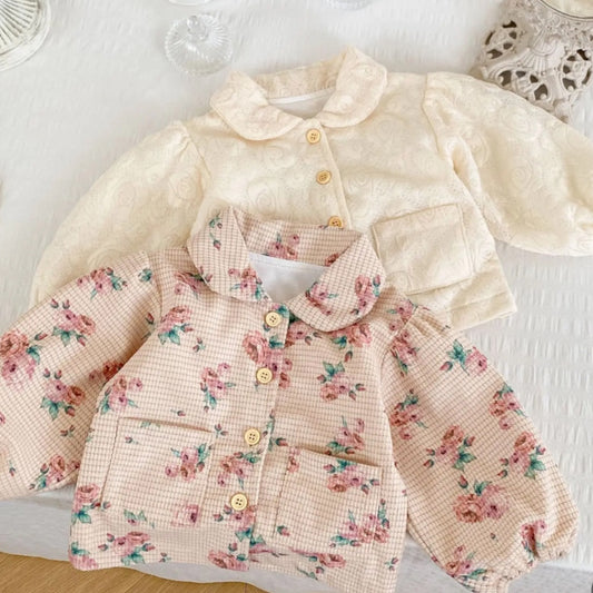 Baby Girl flower printing oversize cardigan coat