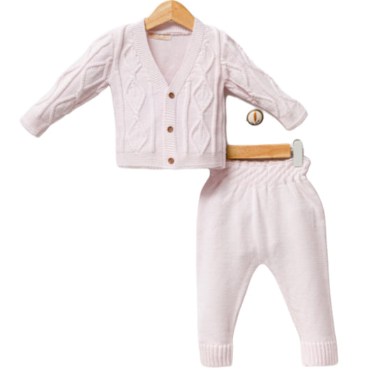 Baby Girl Knitted 2 piece Set (Baby Pink)