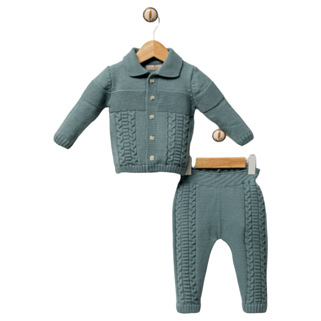 Baby Knitted 2 Piece Set (Sage Green)