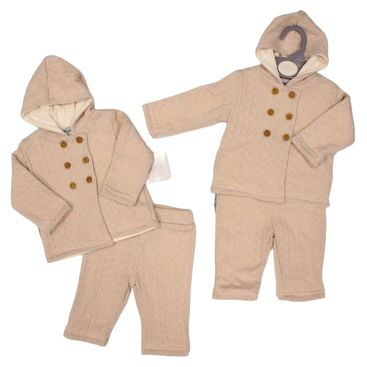 BABY KNITTED HOODED JACKET & PANT OUTFIT