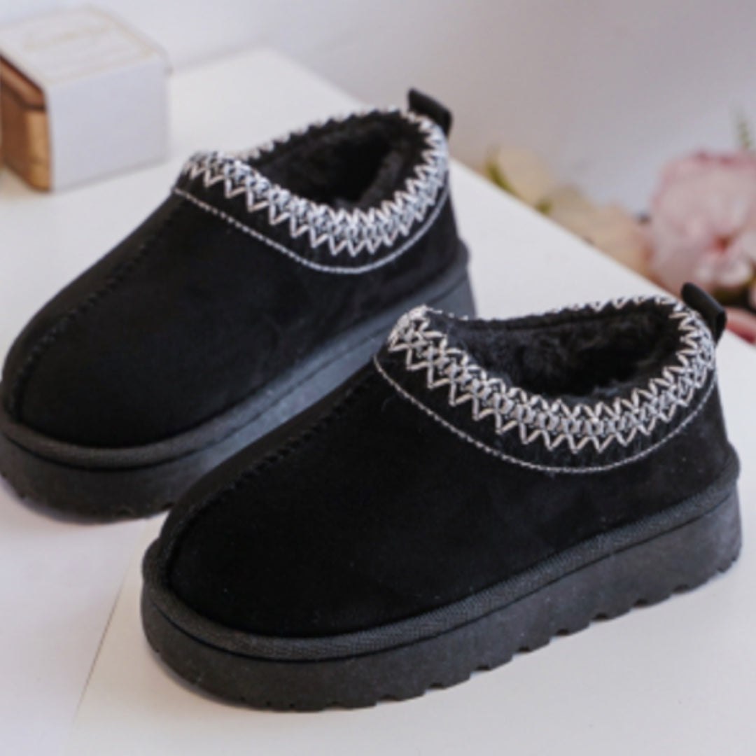 Black  Suede FlatForm Snugs