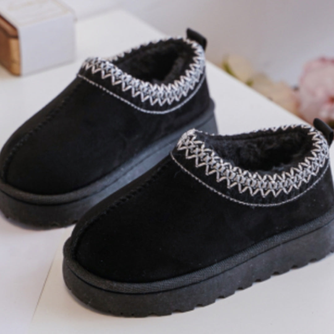 Black  Suede FlatForm Snugs