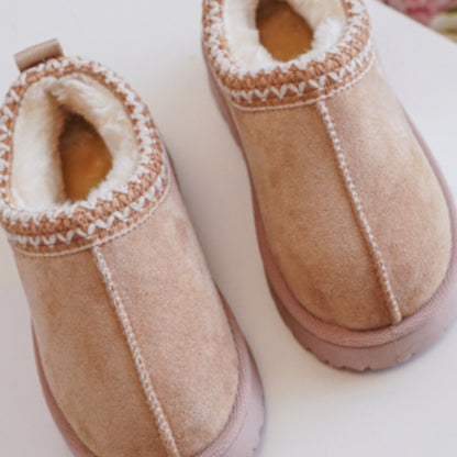 Cream Suede Pink Sole FlatForm Snugs