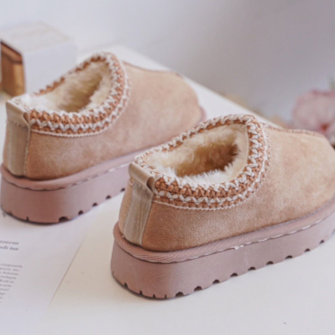 Cream Suede Pink Sole FlatForm Snugs