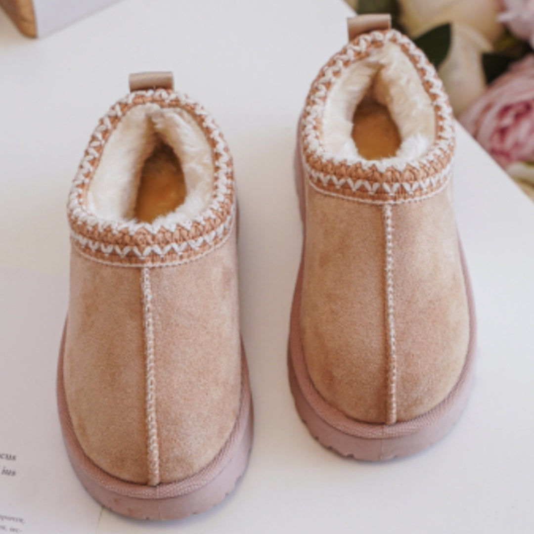 Cream Suede Pink Sole FlatForm Snugs