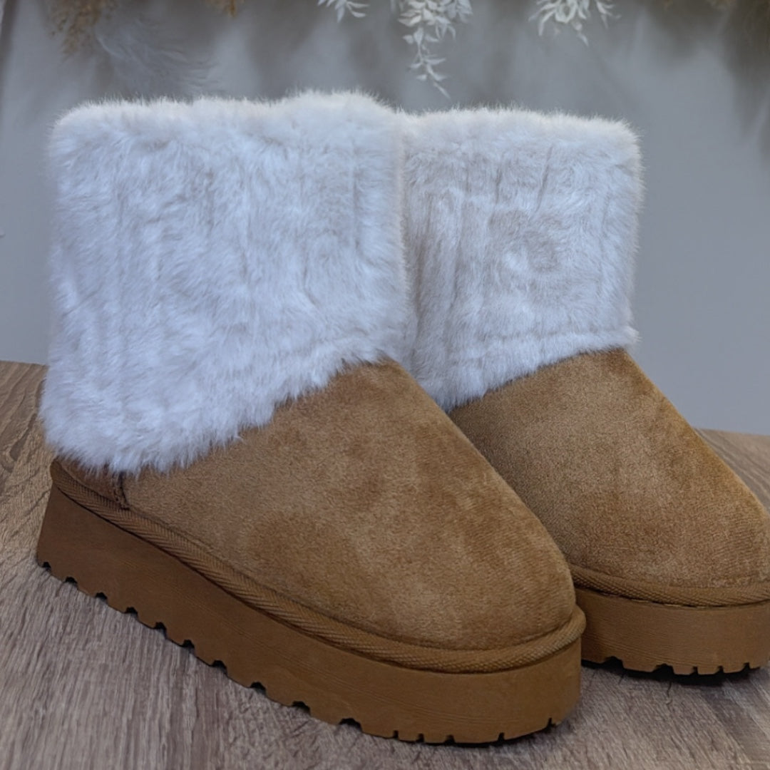 Brown Platform Fur Ugg Boots  (size 8- uk3)