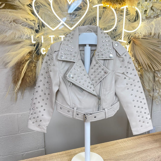 Biker Studded Jacket (Cream)