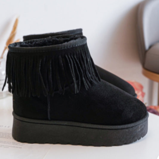 Fringe Style Platform Black Boots (Infant uk8-uk12)