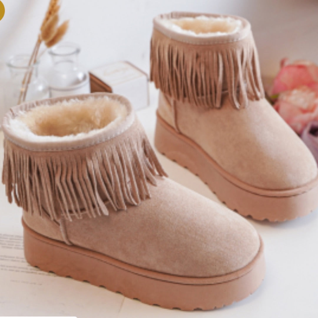 Fringe Style Platform Beige Boots (Infant uk8-uk12)