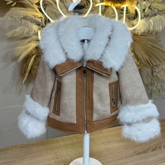 Alaska Fur Jacket (BEIGE&CREAM)