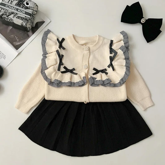 Elenor 2 Piece Knitted Set (cream&black)