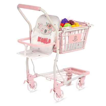 Supermarket trolley with baby carrier