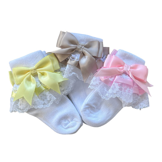 Baby Socks With Lace and Bow