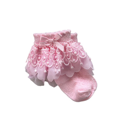 FRILL ANKLE SOCKS W/BELL LACE & BOW