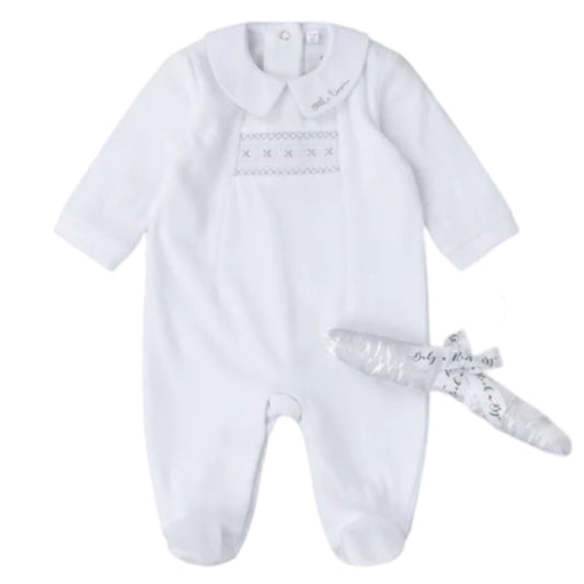 Velour Kiss Smock Quote Sleepsuit