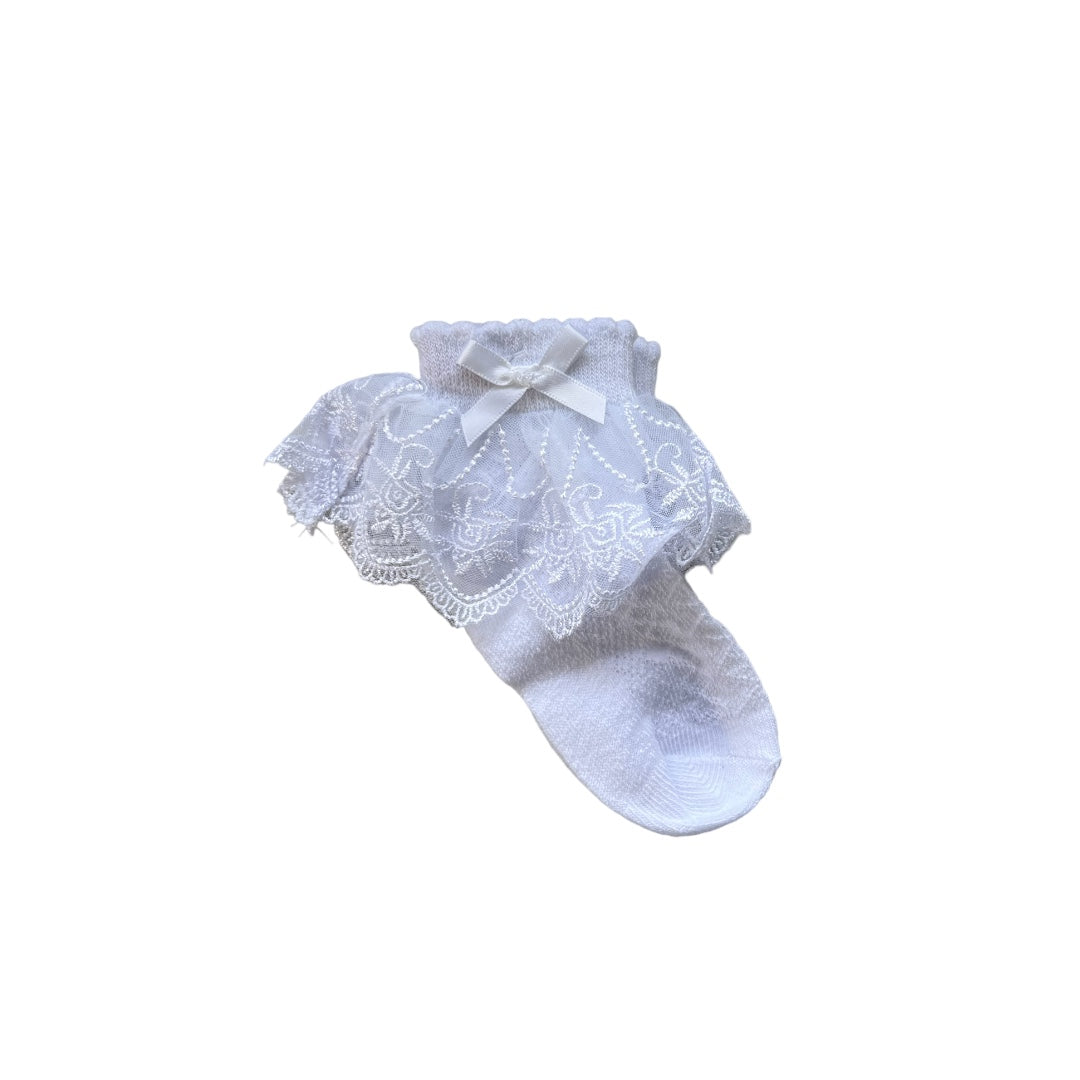 FRILL ANKLE SOCKS W/BELL LACE & BOW