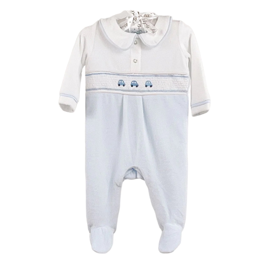 Baby Boys Smocked Velour Sleepsuit