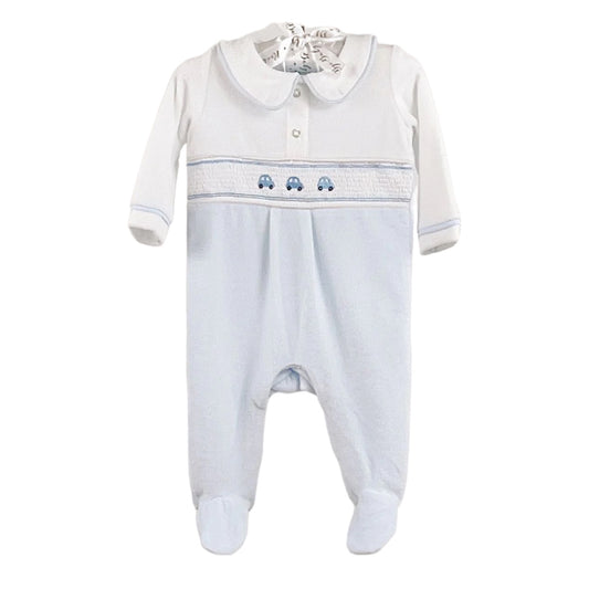 Baby Boys Smocked Velour Sleepsuit