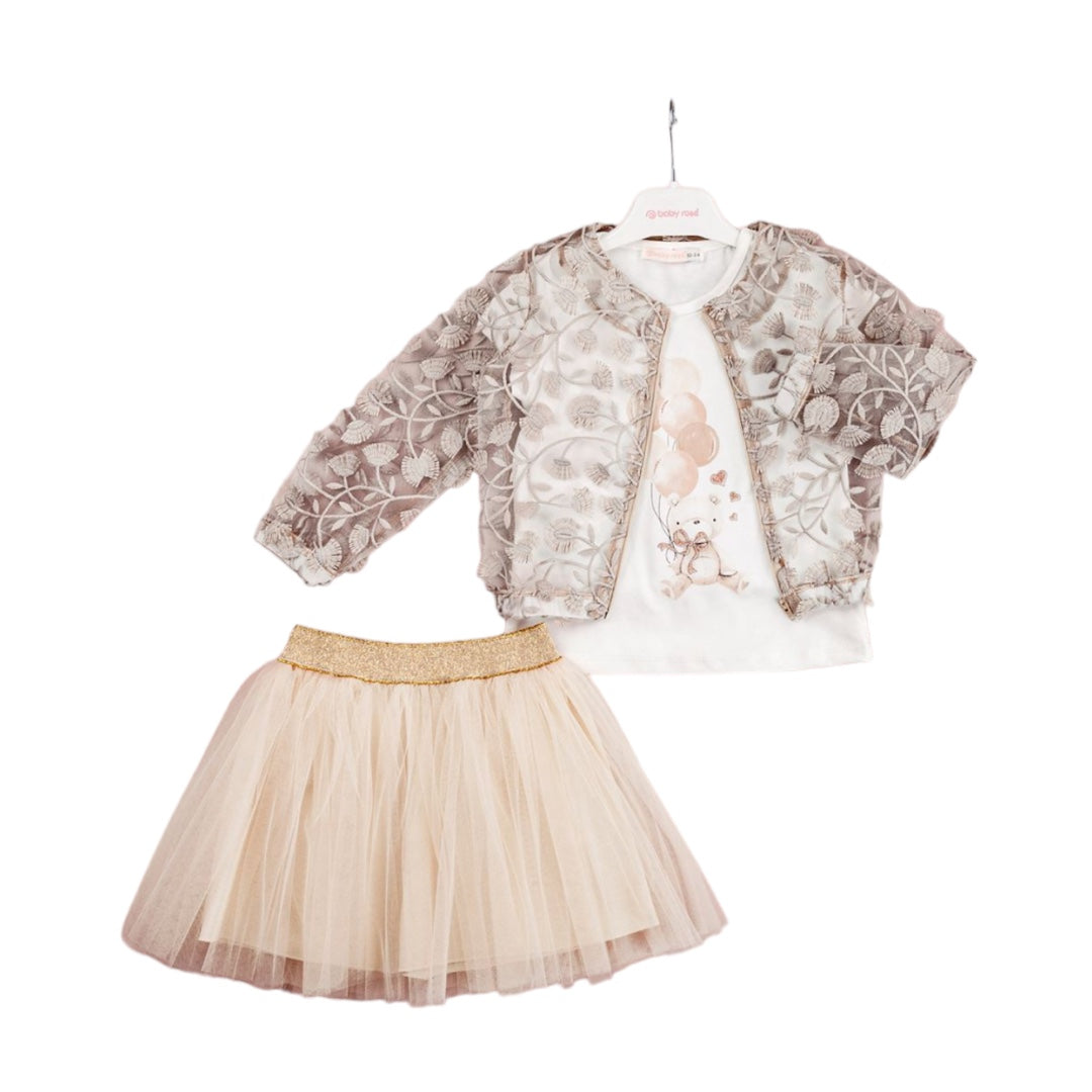 Gold Floral 3 Piece Tutu Set