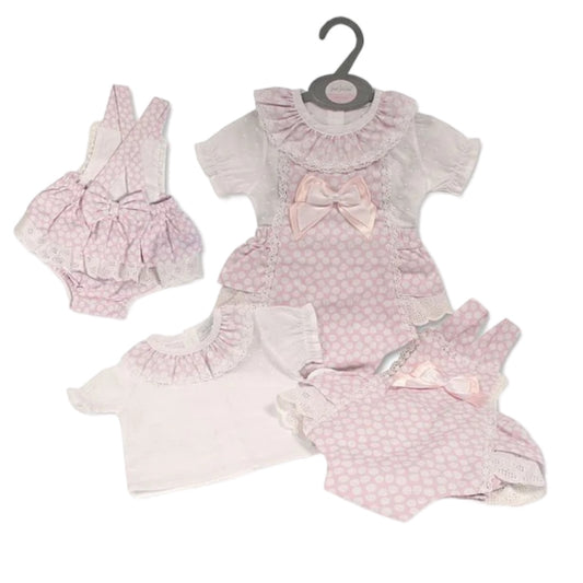 Baby Girls Dungaree Set with Bows and Lace - Purple