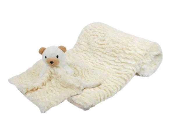 Cream Bear Comforter & Blanket Set